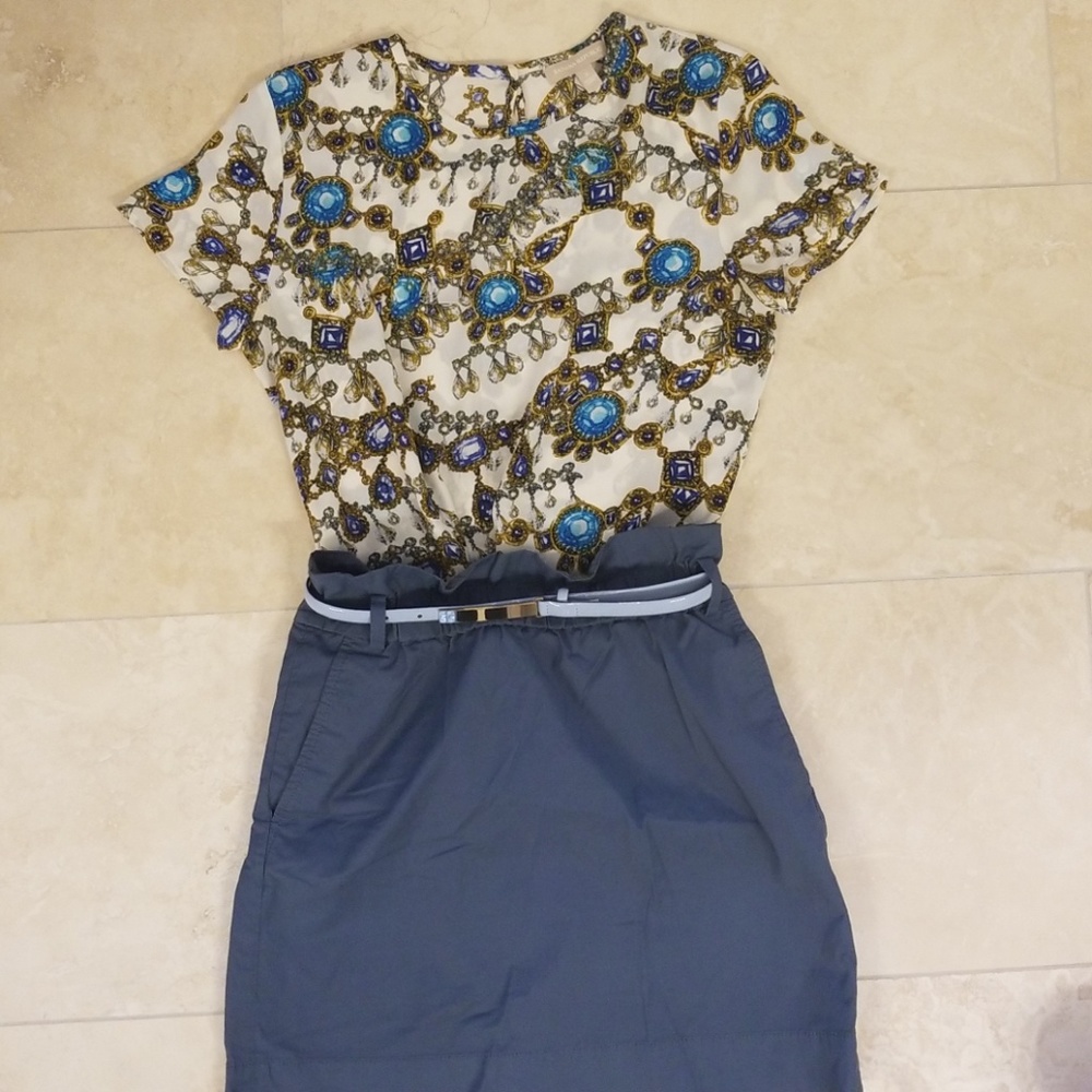 Banana Republic Blue Paperbag Waist Skirt, Size 4